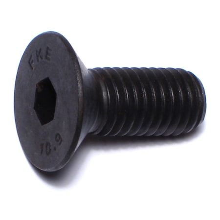 Midwest Fastener M10-1.50 Socket Head Cap Screw, Flat, Black Oxide Steel, 25 mm Length, 5 PK 76048